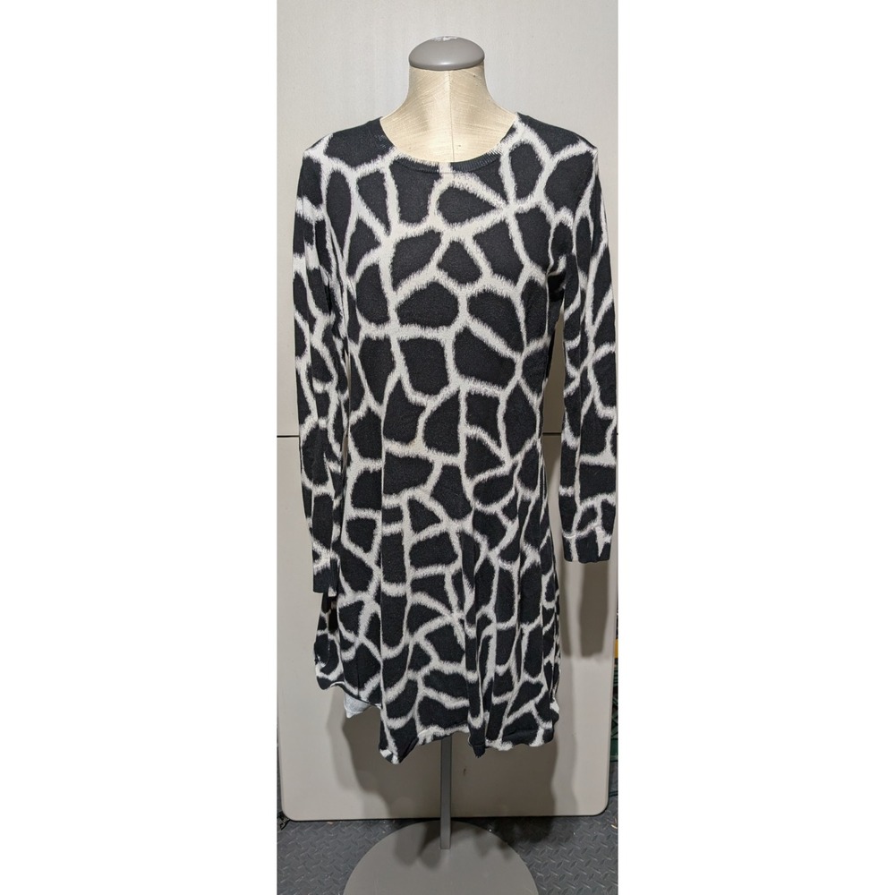 MICHAEL KORS Antalia Giraffe Print Fit Flare Sweater Dress  winter cozy  size L